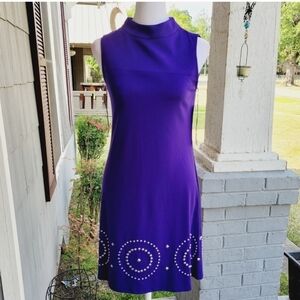 MUSE PURPLE MIDI Sleeveless DRESS CIRCLE STUDED DESIGNS SIZE 2 NWT